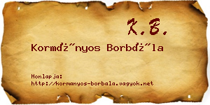 Kormányos Borbála névjegykártya